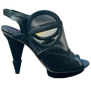 Hugo Boss open-toe Black platform heels